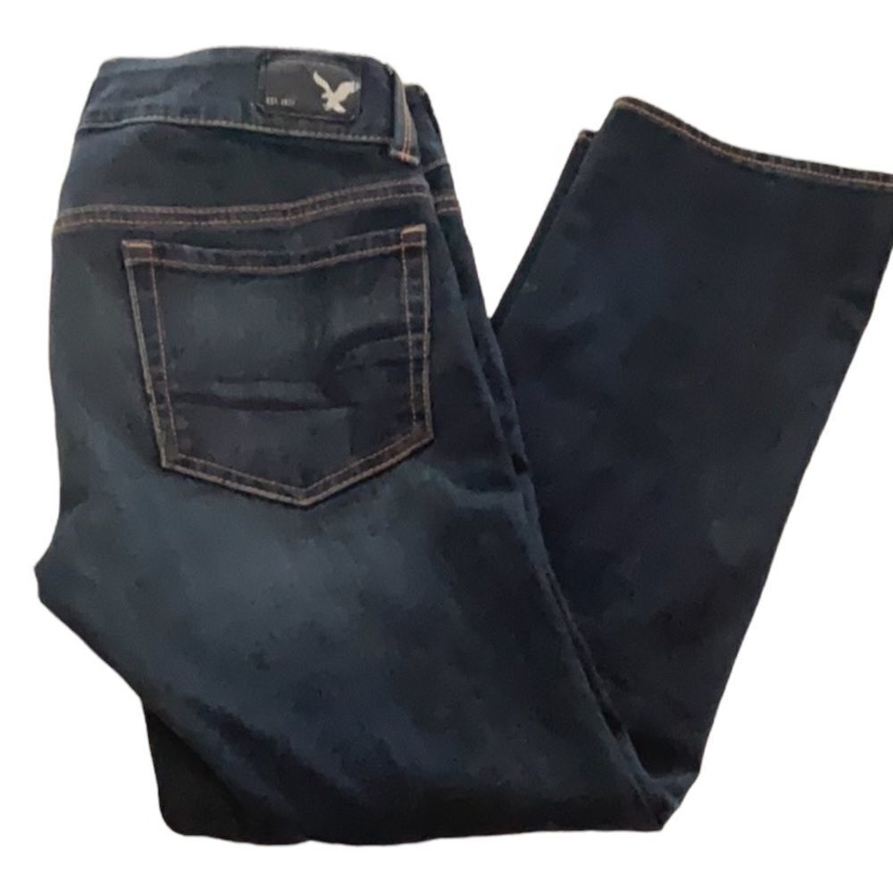 AMERICAN EAGLE ARTIST CROP DENIM BLUE JEANS SIZE 2 ANKLE CROP - Picture 5 of 9